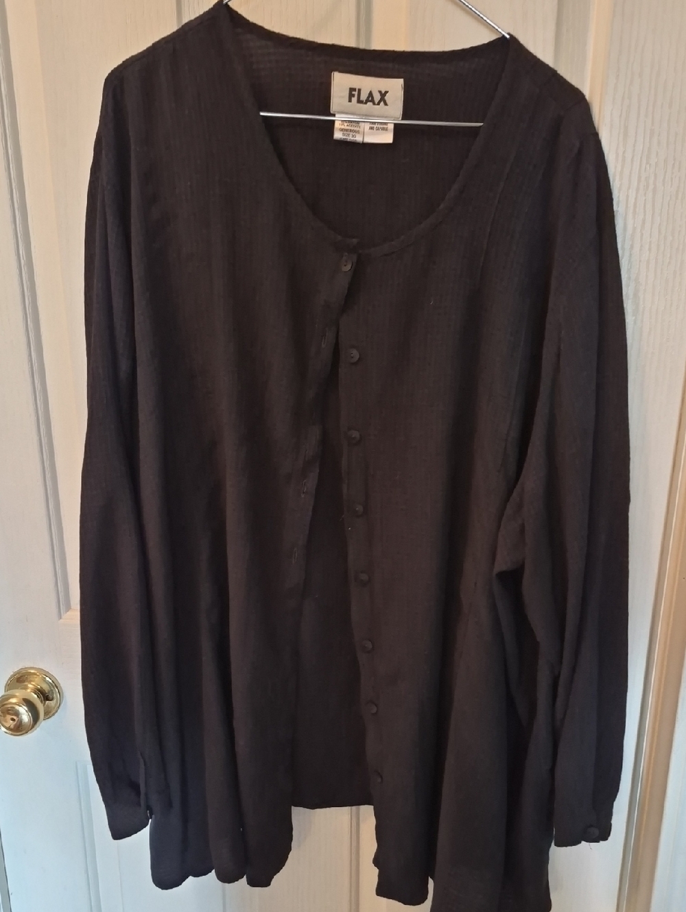 FLAX Women's Black Lightweight Linen Shirt Jacket